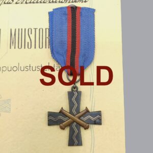 FINNISH WWII COMMEMORATIVE CROSS (COASTAL DEFENCE & CERTIFICATE)