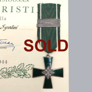 FINNISH WWII COMMEMORATIVE CROSS (17TH DIVISION & CERTIFICATE)