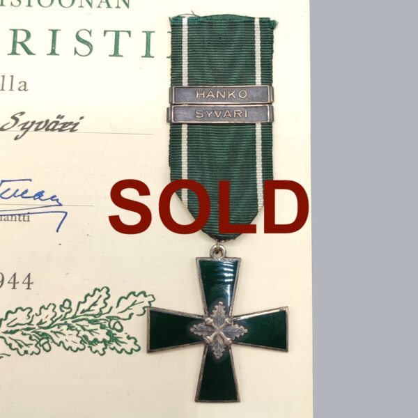 FINNISH WWII COMMEMORATIVE CROSS (17TH DIVISION & CERTIFICATE)