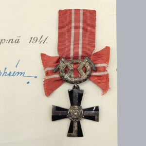FINNISH CROSS OF LIBERTY 4TH CLASS 1939 & CERTIFICATE