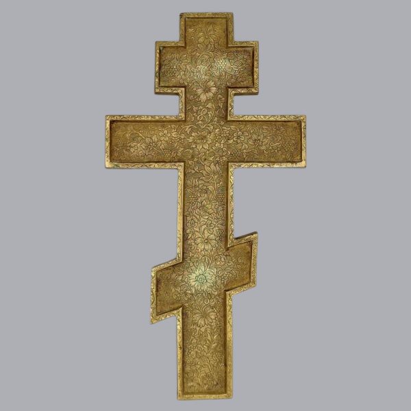 RUSSIAN BRASS CRUCIFIX CROSS TRAVEL ICON