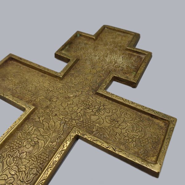 RUSSIAN BRASS CRUCIFIX CROSS TRAVEL ICON
