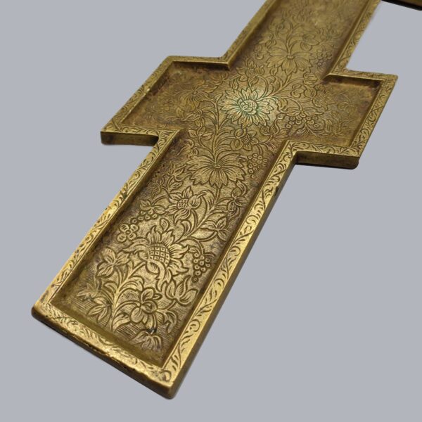 RUSSIAN BRASS CRUCIFIX CROSS TRAVEL ICON
