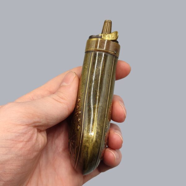 AMERICAN COPPER & BRASS POWDER FLASK