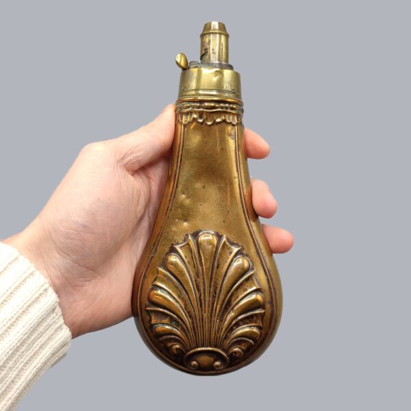 ENGLISH COPPER & BRASS POWDER FLASK