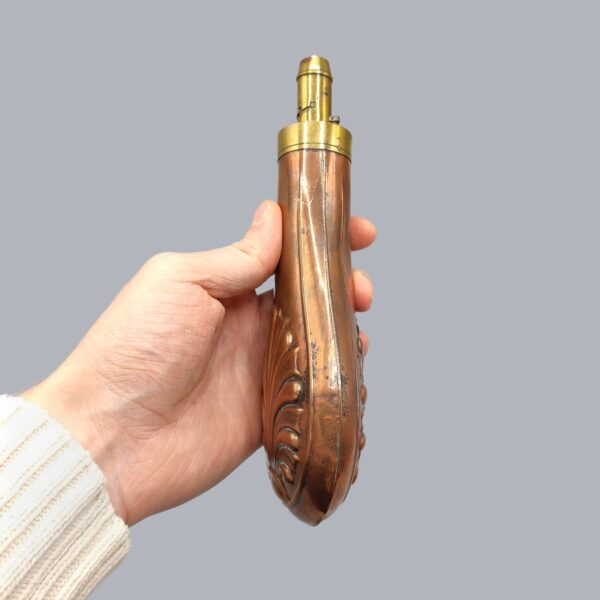 ENGLISH COPPER & BRASS POWDER FLASK