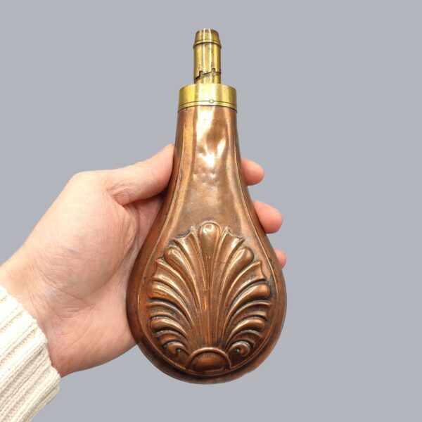 ENGLISH COPPER & BRASS POWDER FLASK