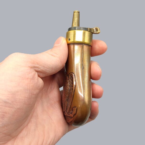 AMERICAN COPPER & BRASS POWDER FLASK