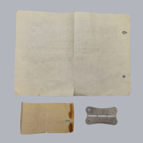 FINNISH WWII DOG TAG & DOCUMENTATION (CONTINUATION WAR)