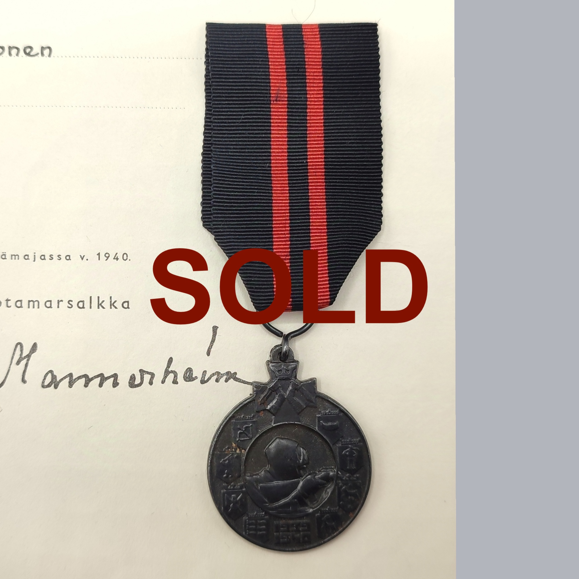 A452e FINNISH WWII COMMEMORATIVE MEDAL (WINTER WAR & PAPERS)