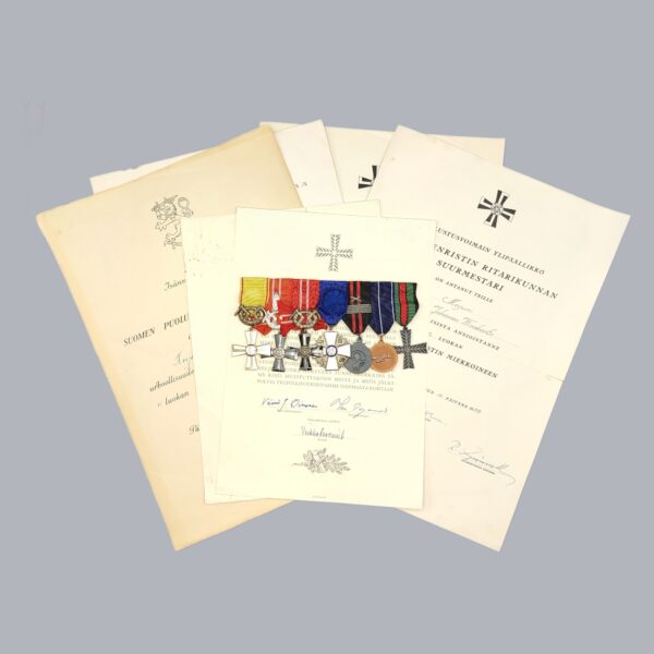 FINNISH MEDAL BAR & CERTIFICATES