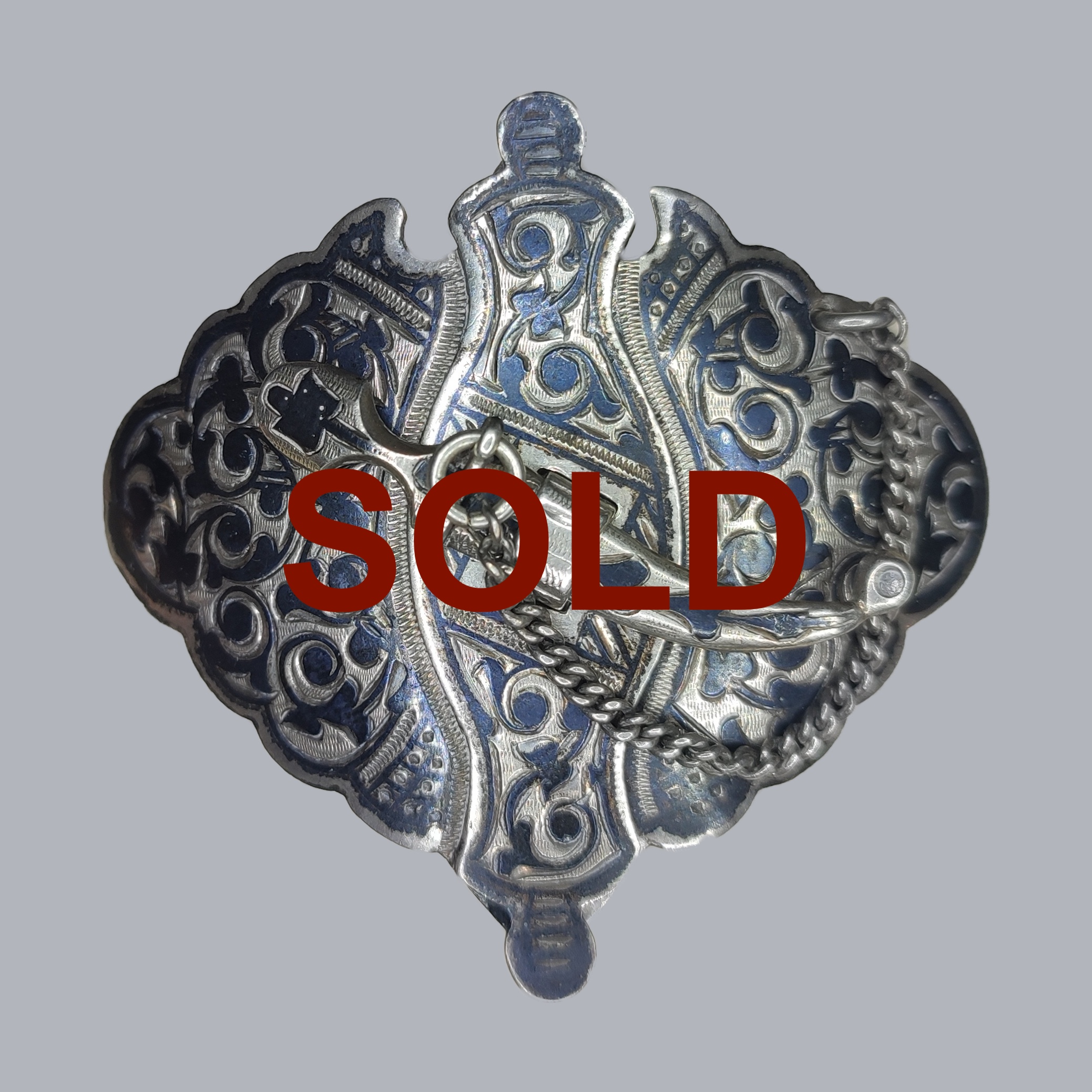 A0555g CAUCASIAN BELT BUCKLE IN NIELLO SILVER