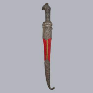 Antique Indian Kard Dagger Mughalese South Asian Oriental Arms Steel Damascus Blade Silver Engraved