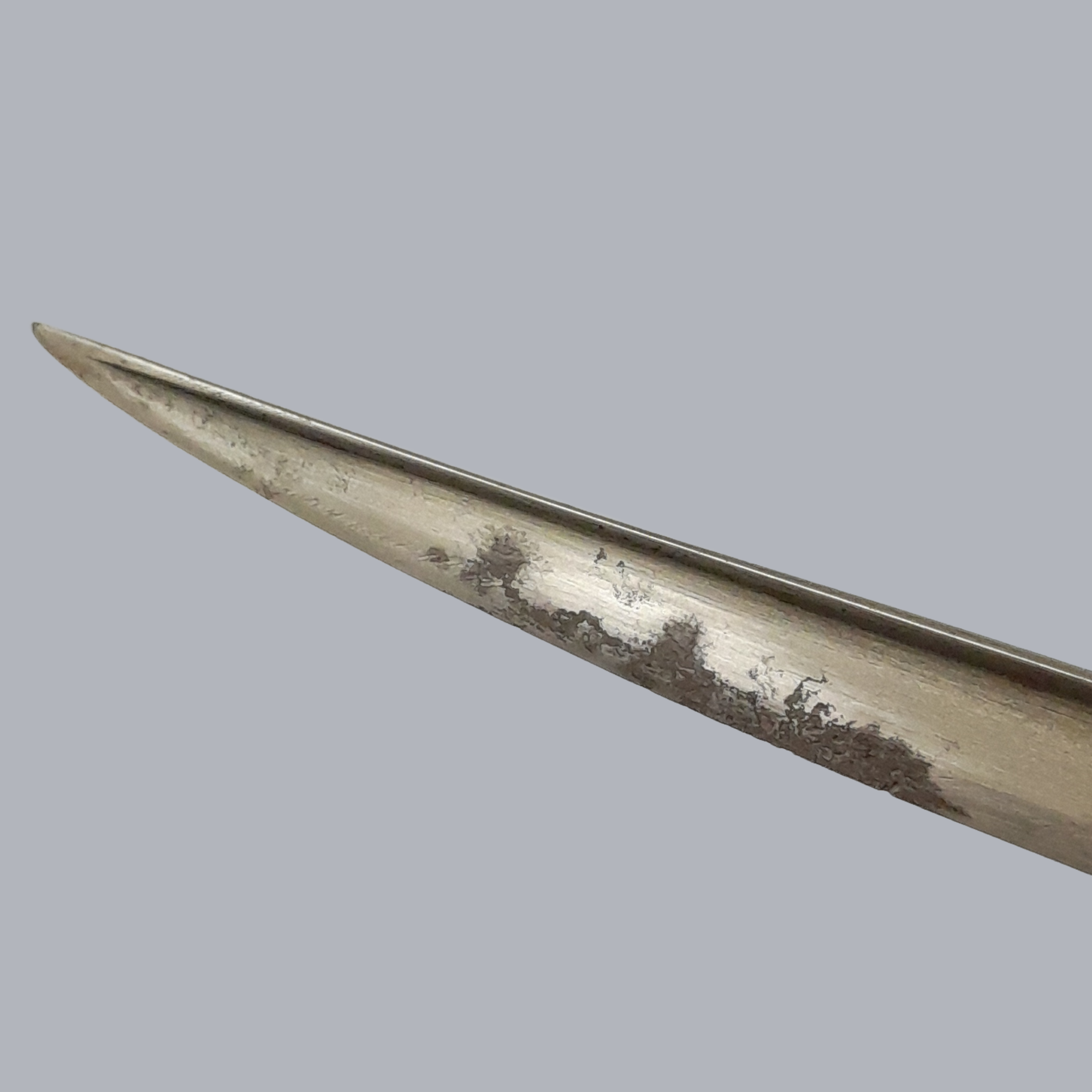 A717h Antique Indian Kard Dagger Mughalese South Asian Oriental Arms Steel Damascus Blade Silver Engraved