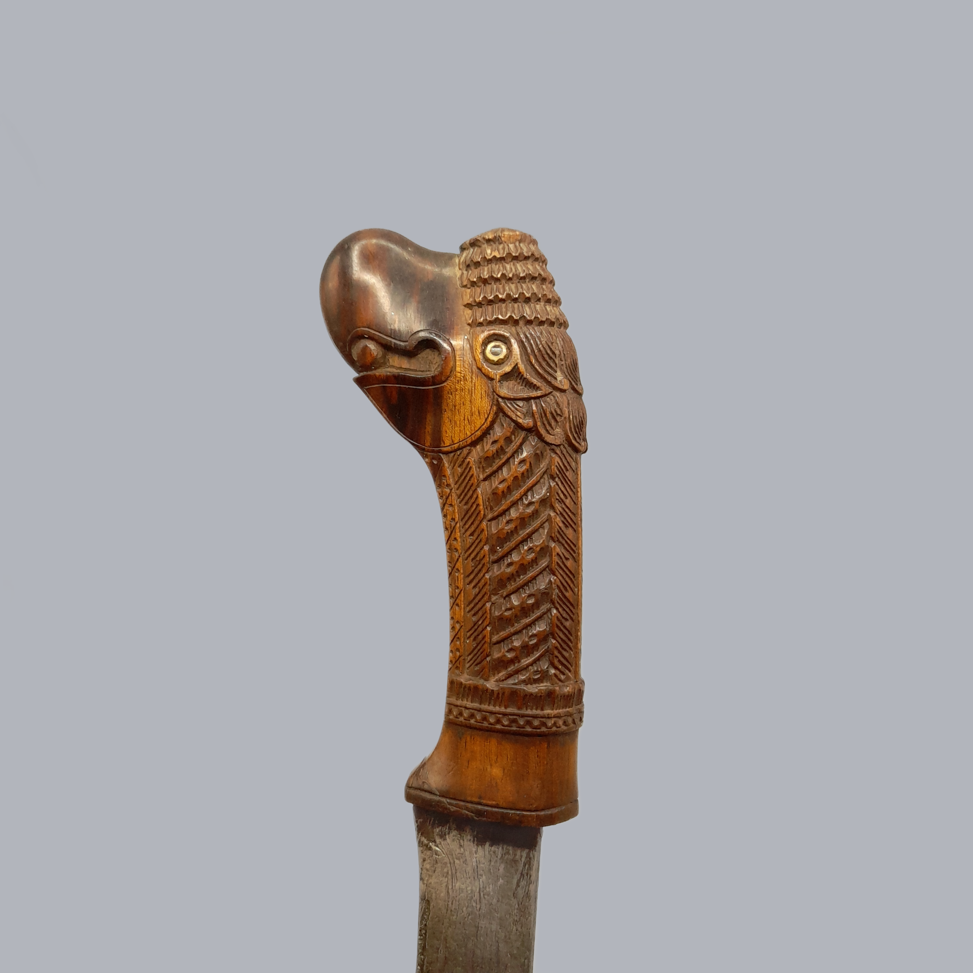 A724d Antique Indonesian Pedang Dagger Sumatran 19th Century 1800s Hardwood Steel Damascus Blade Southeast Asian Ethnographic Tool