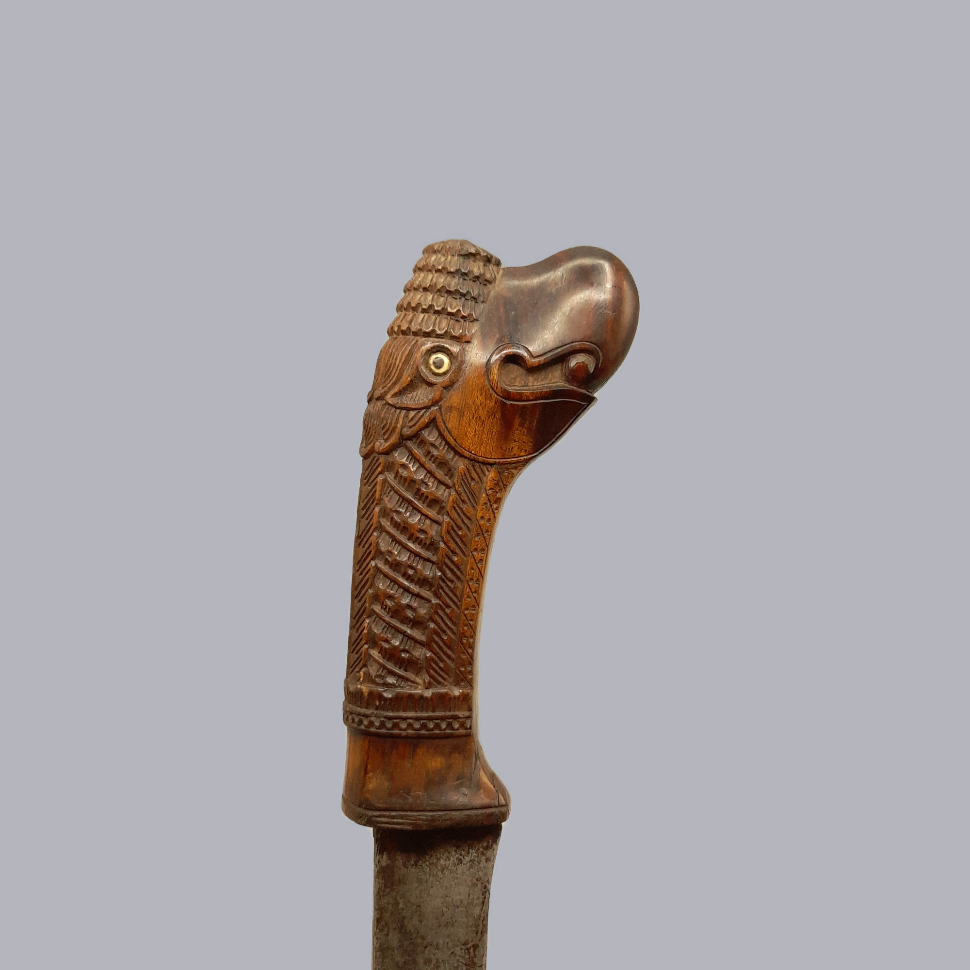 A724e Antique Indonesian Pedang Dagger Sumatran 19th Century 1800s Hardwood Steel Damascus Blade Southeast Asian Ethnographic Tool