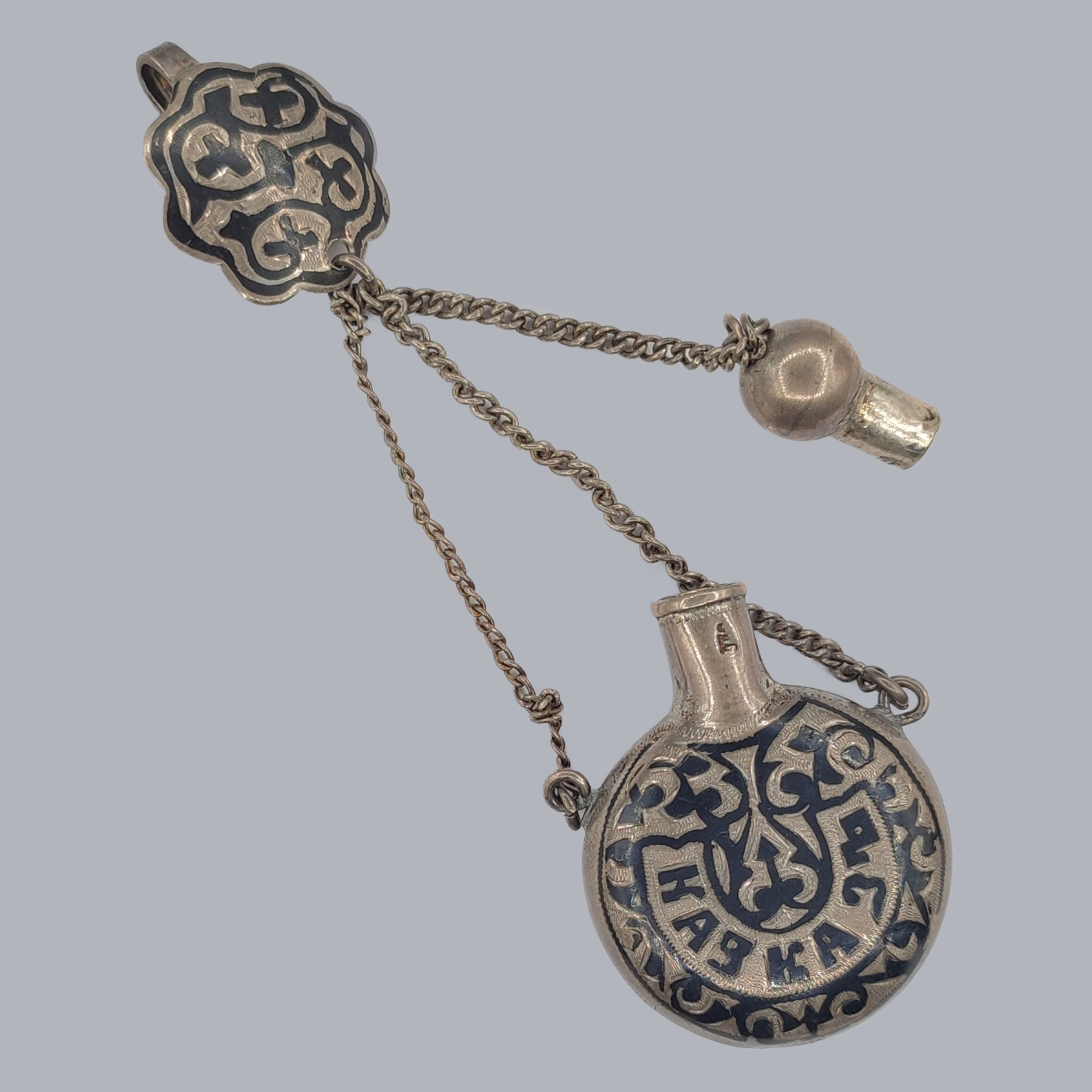 CAUCASIAN NIELLO SILVER PERFUME BOTTLE