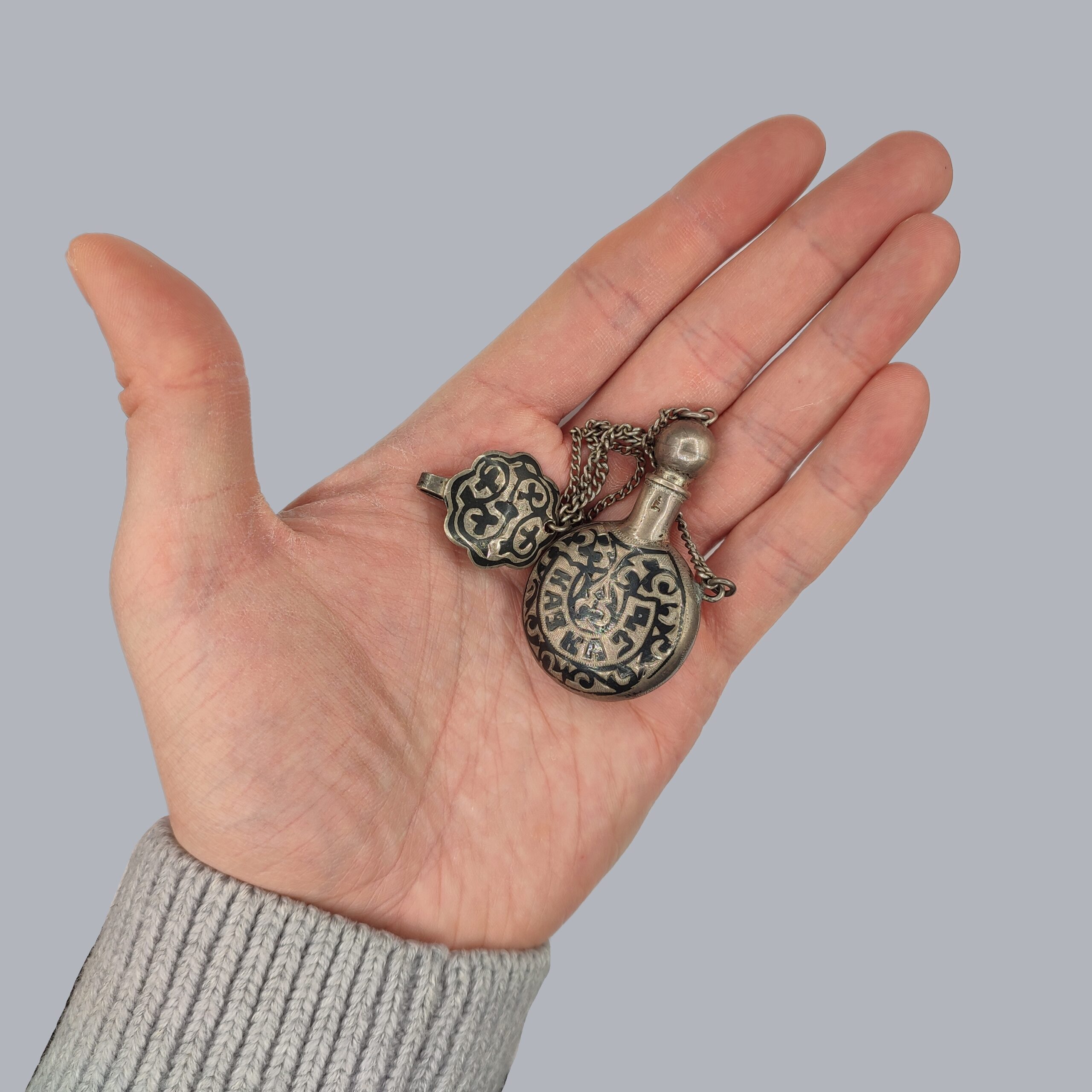 CAUCASIAN NIELLO SILVER PERFUME BOTTLE