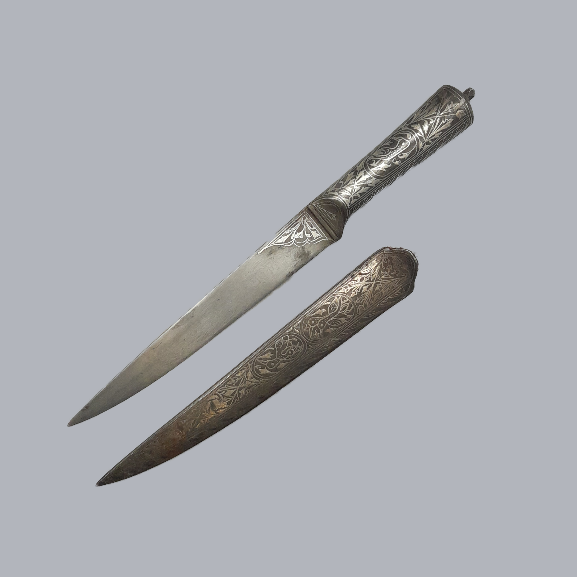 Vintage Syrian Kard Dagger Silver Koftgari Work