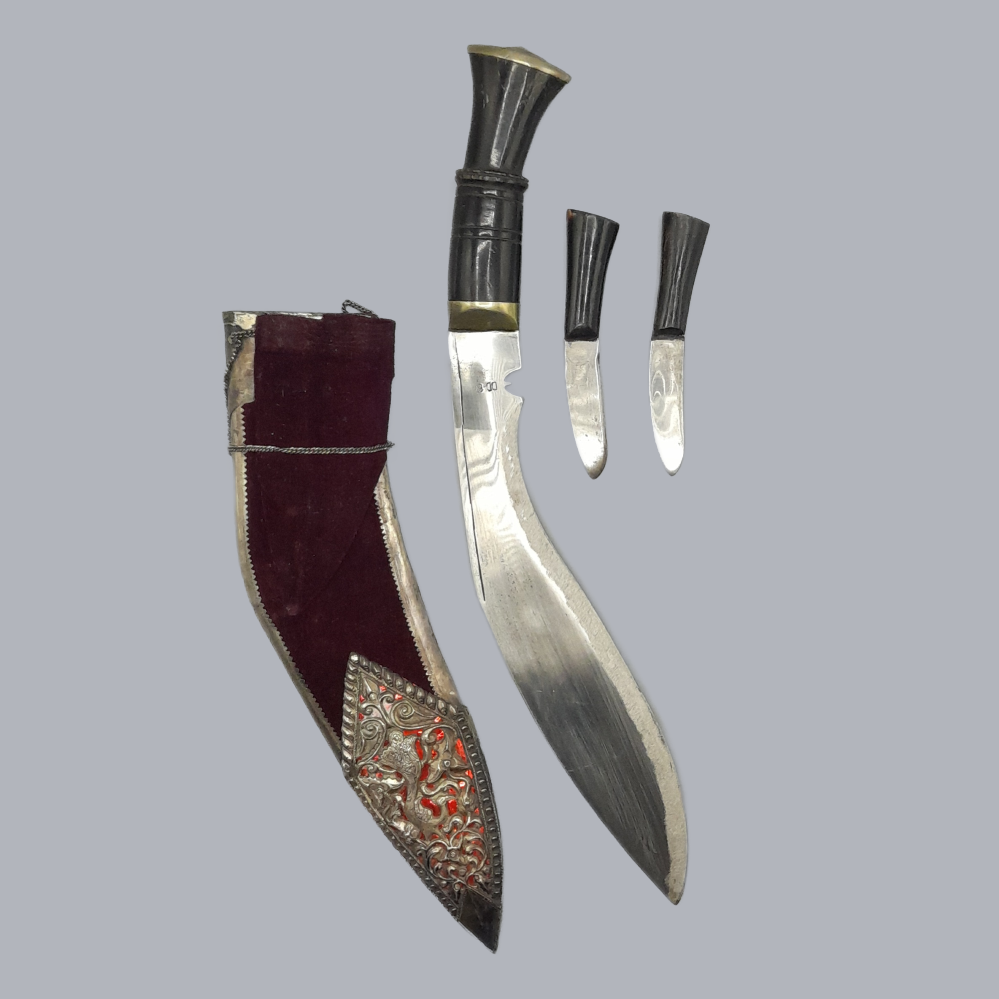 Vintage Nepalese Kukri Dagger Silver Mounted Blade