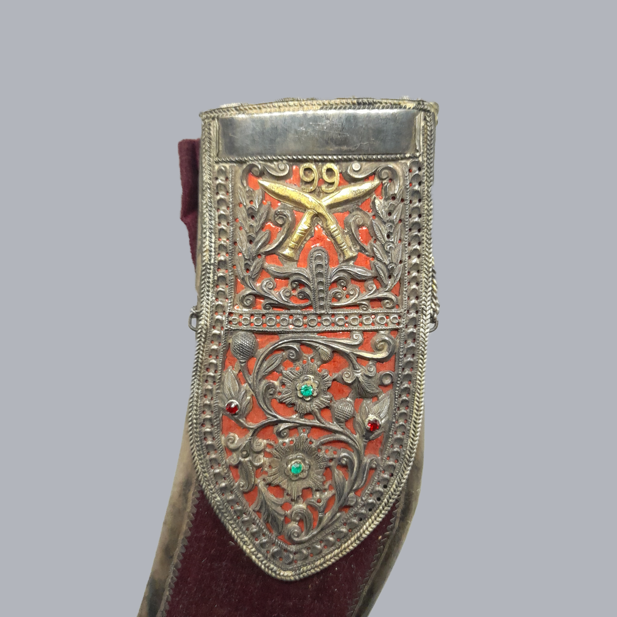 Vintage Nepalese Kukri Dagger Silver Mounted Blade