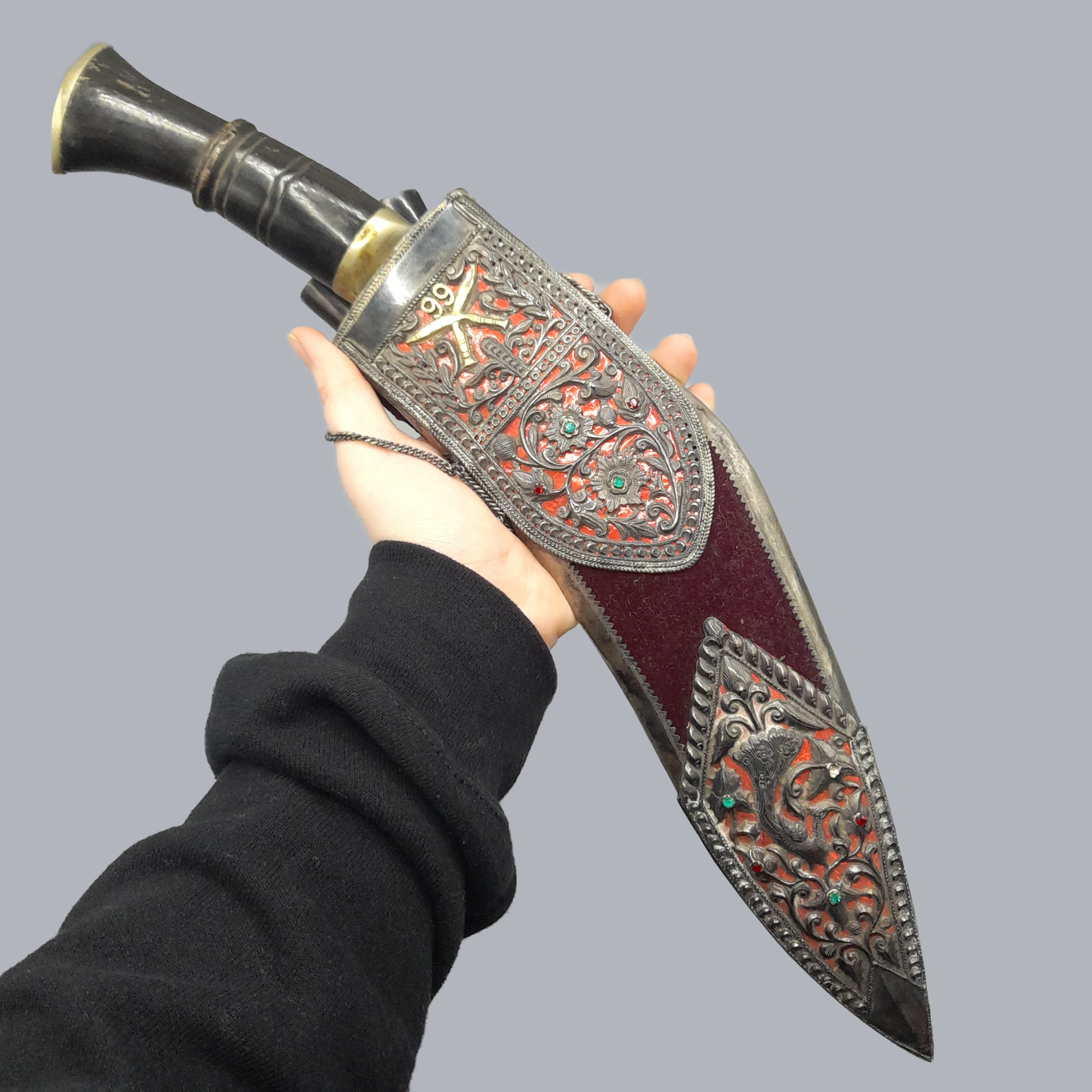 Vintage Nepalese Kukri Dagger Silver Mounted Blade