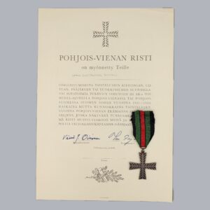 FINNISH WWII CAMPAIGN CROSS OF POHJOIS-VIENA 1941-1944 & CERTIFICATE