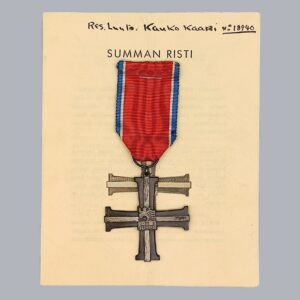 FINNISH WWII CAMPAIGN CROSS OF SUMMA 1939-1940 WITH CERTIFICATE