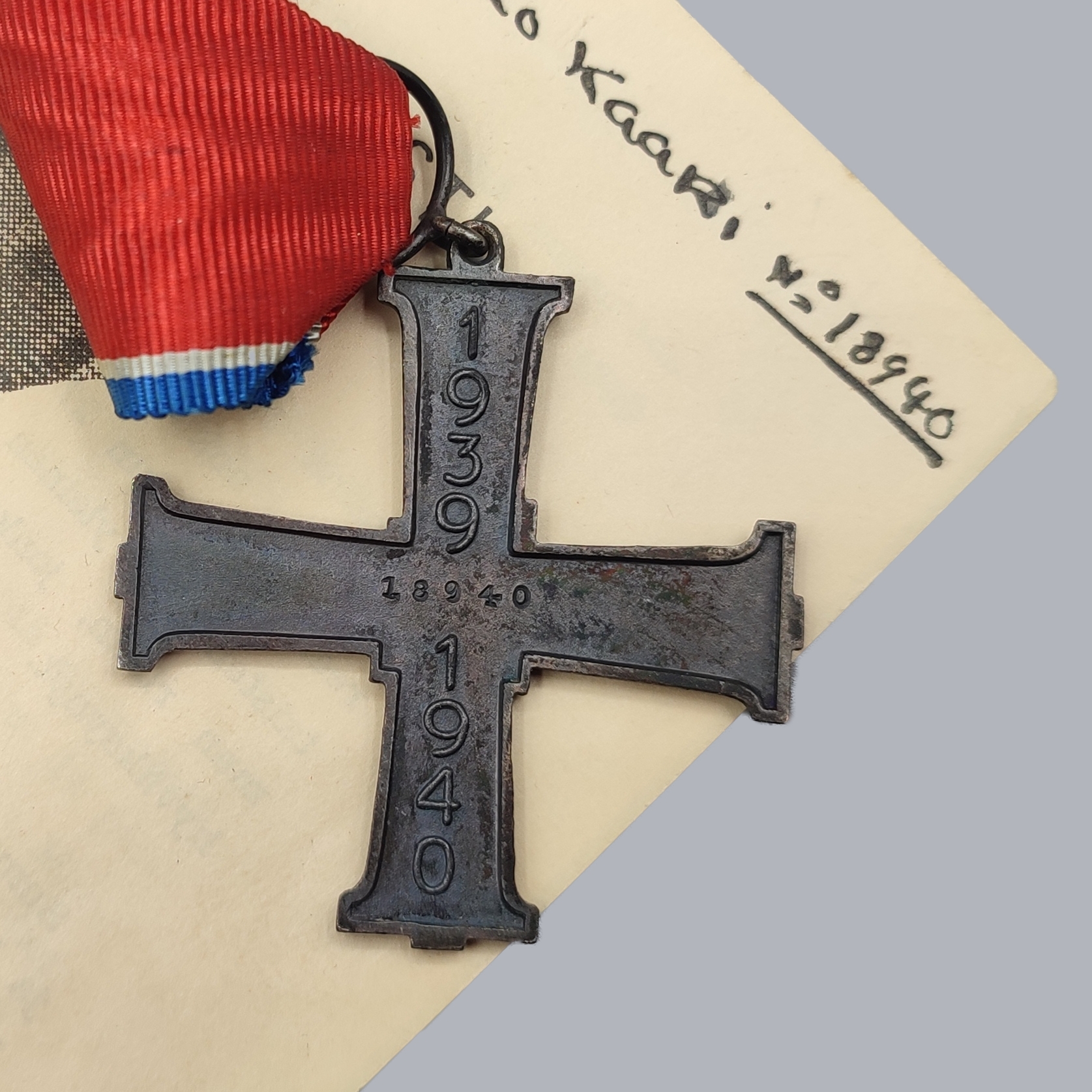 CAMPAIGN CROSS OF SUMMA 1939-1940 WITH CERTIFICATE