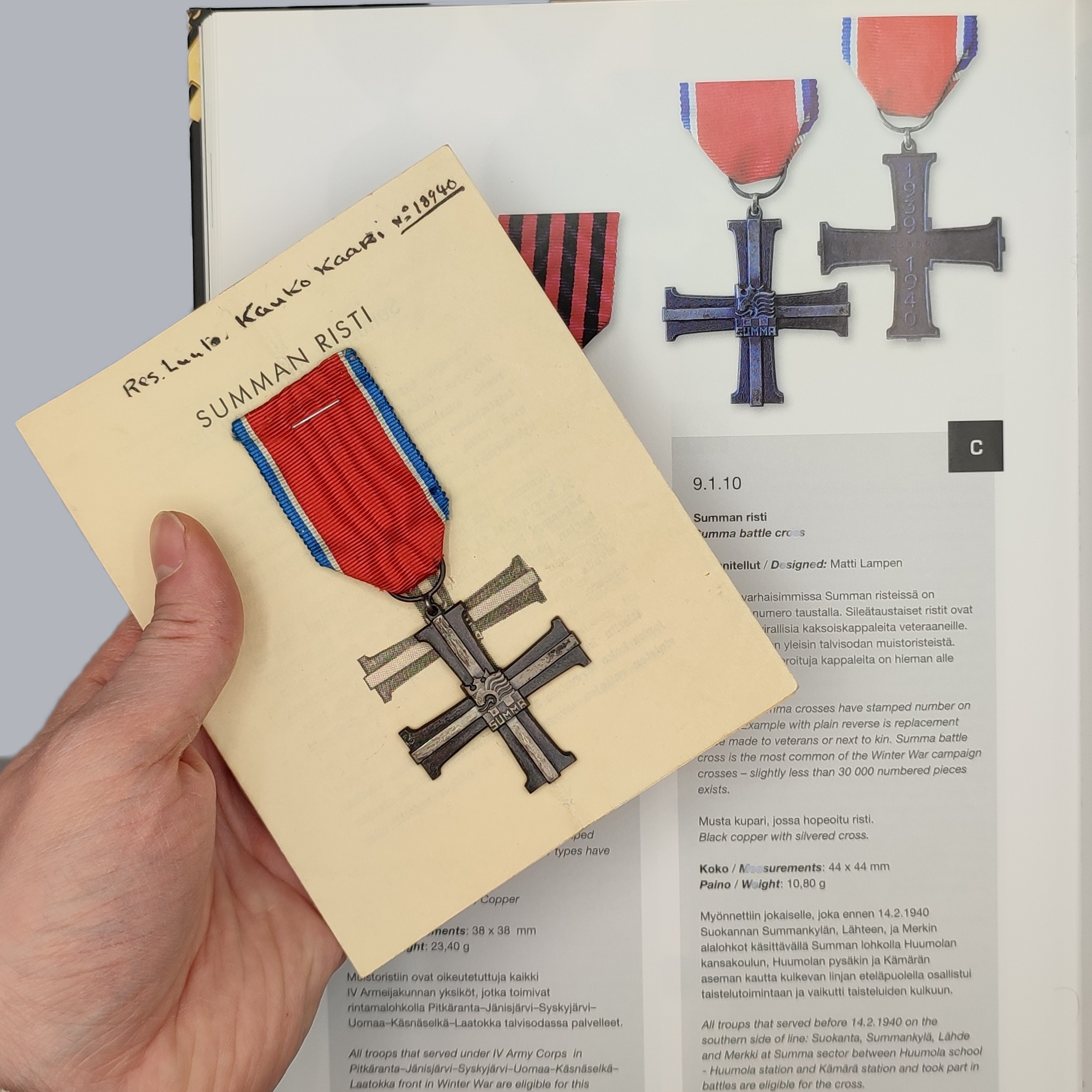 CAMPAIGN CROSS OF SUMMA 1939-1940 WITH CERTIFICATE