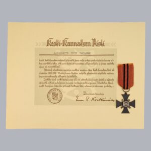 FINNISH WWII CAMPAIGN CROSS OF KESKI-KANNAS 1939-1940 WITH CERTIFICATE