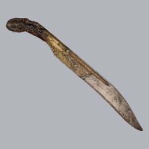 SINHALESE PIHA KAETTA KNIFE WITH ENGRAVED HORN HANDLE