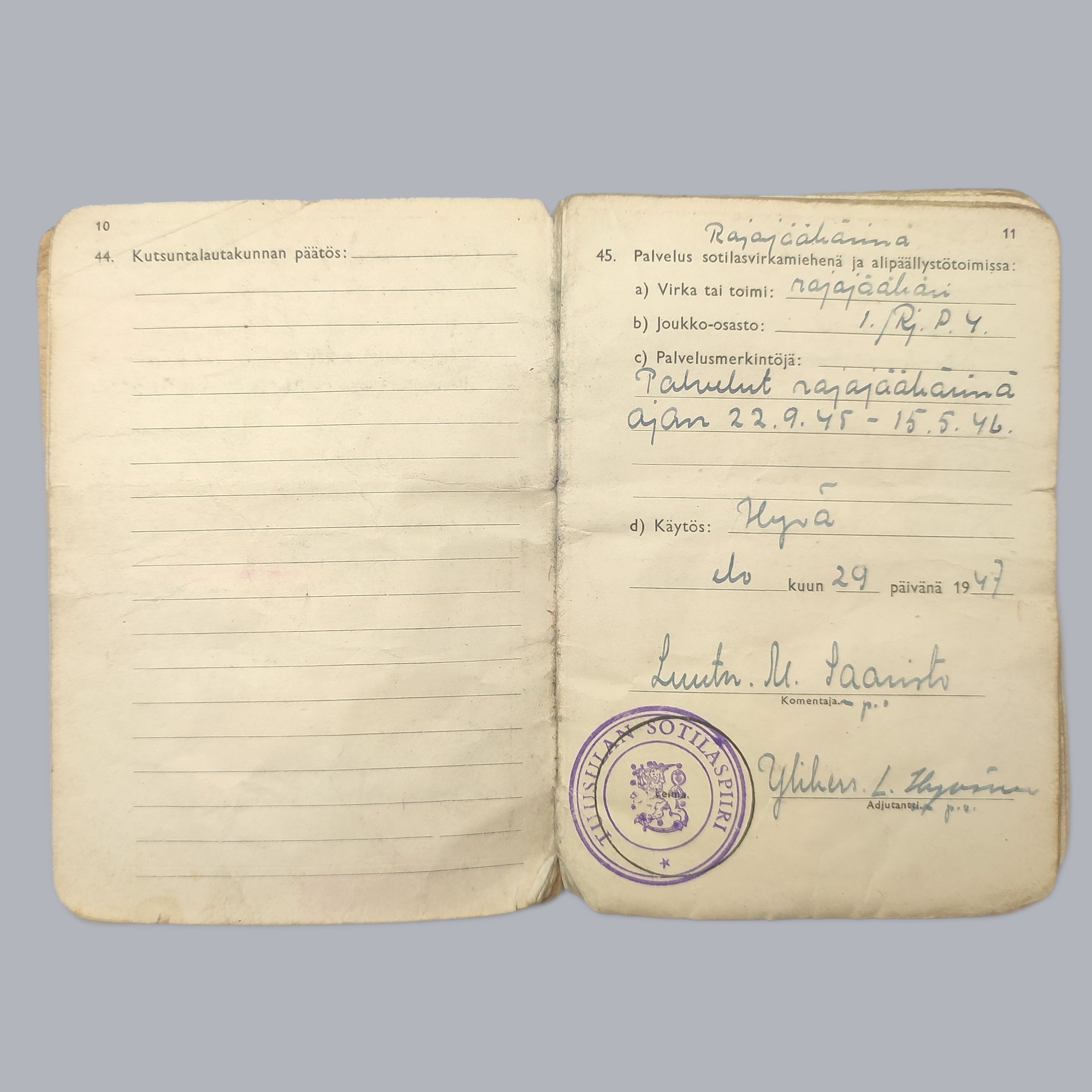 FINNISH WWII EQUIPMENT SET OF A BORDER SCOUT