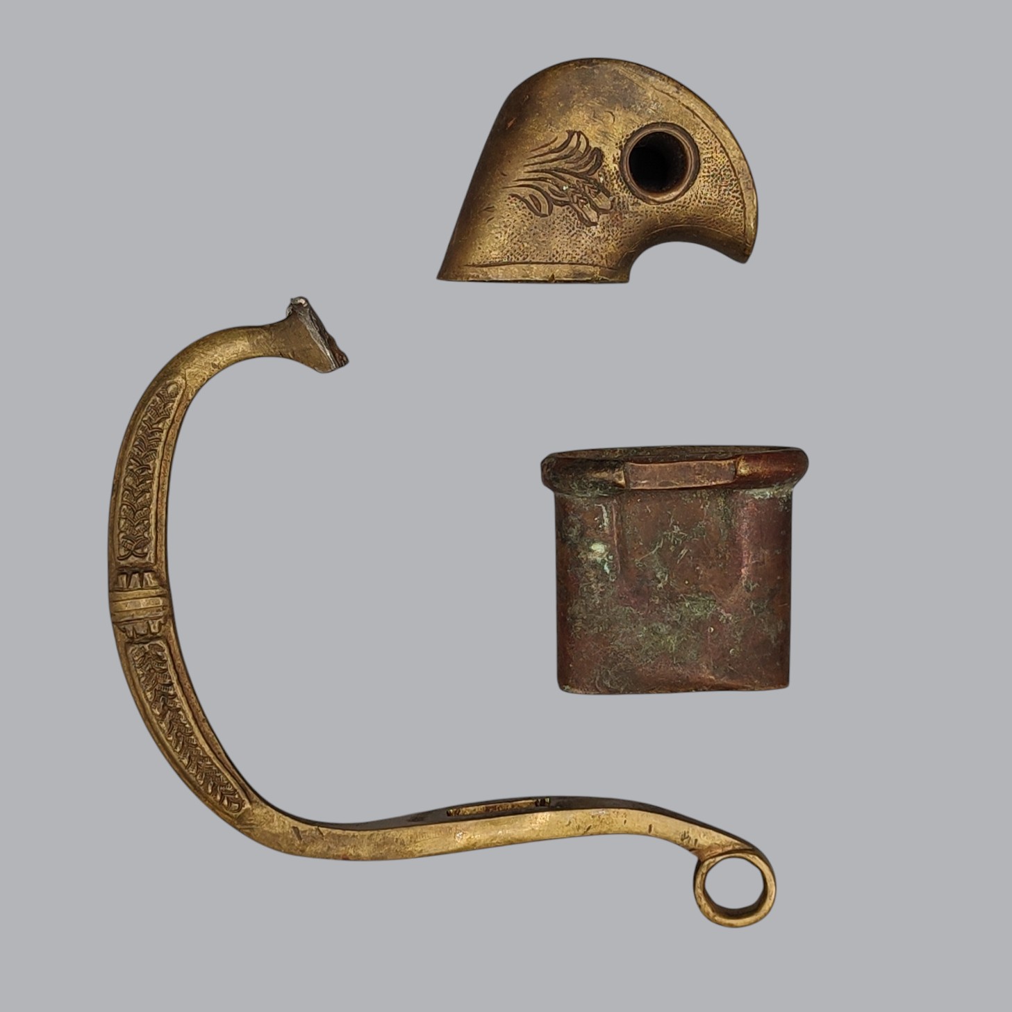 RUSSIAN SET OF THREE BRASS SABRE PARTS