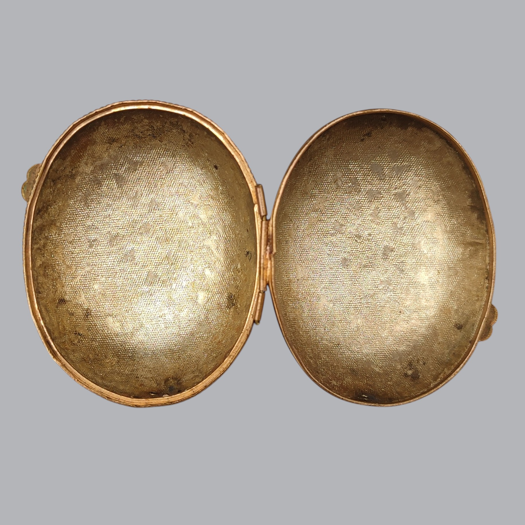 FRENCH EGG-SHAPED BRASS THIMBLE BOX
