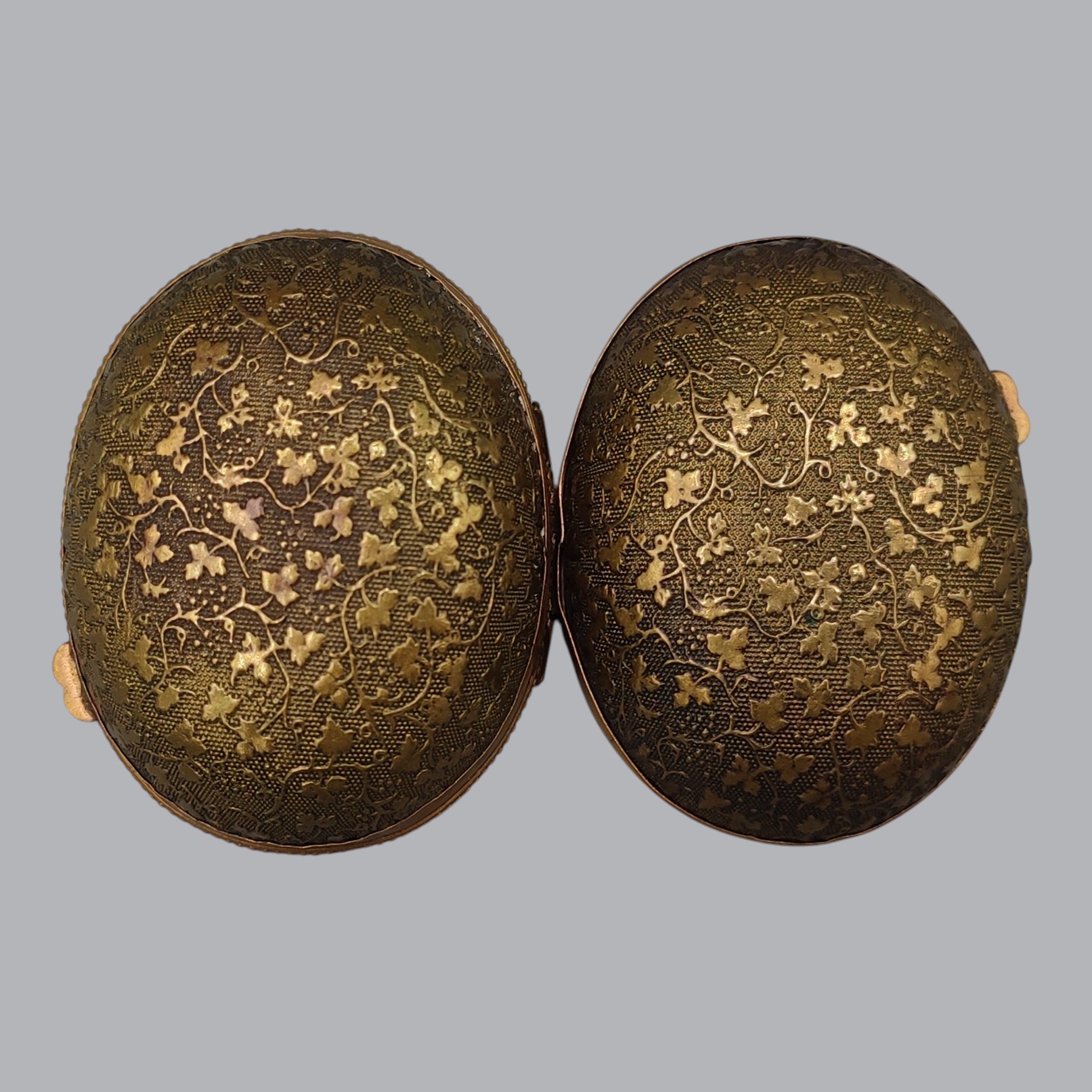 FRENCH EGG-SHAPED BRASS THIMBLE BOX