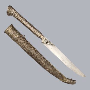 GREEK BALKAN 1800S SILVER-HILTED BICHAQ KNIFE