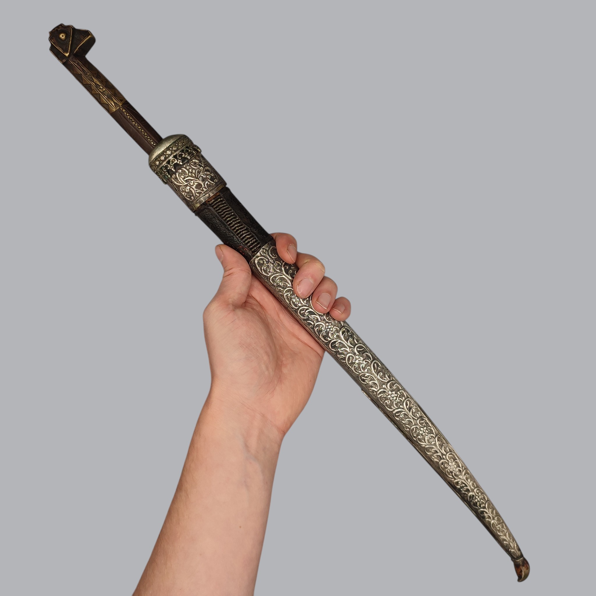 ALGERIAN OTTOMAN FLYSSA KNIFE WITH SILVER SCABBARD