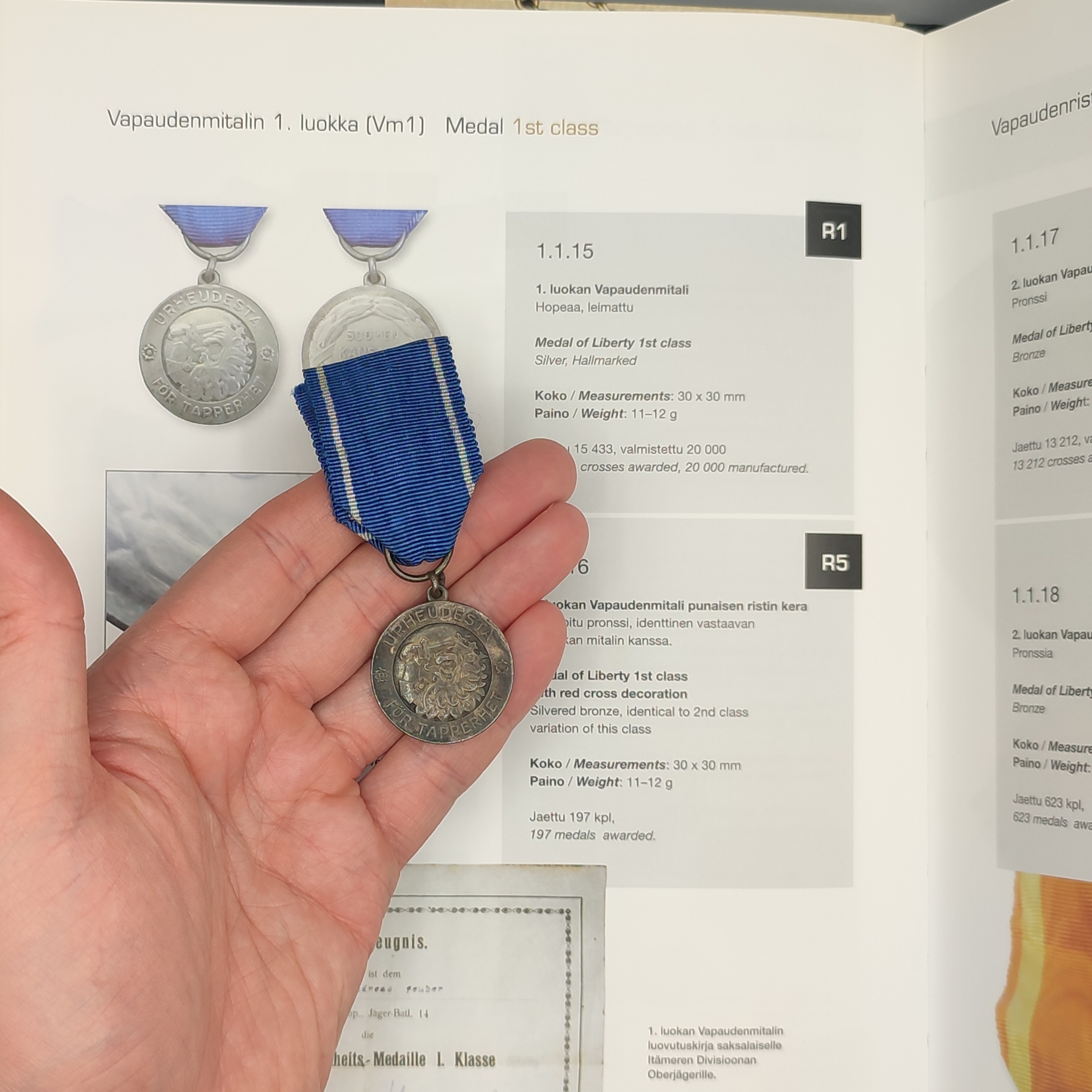 FINNISH WWI MEDAL OF LIBERTY 1ST CLASS 1918